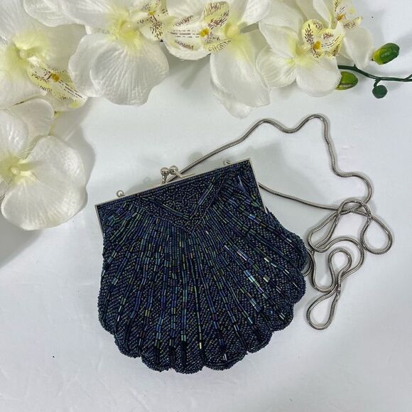 Valerie Stevens Blue Beaded Clutch - Picture 1 of 12